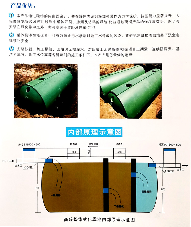 岭口镇玻璃钢化粪池